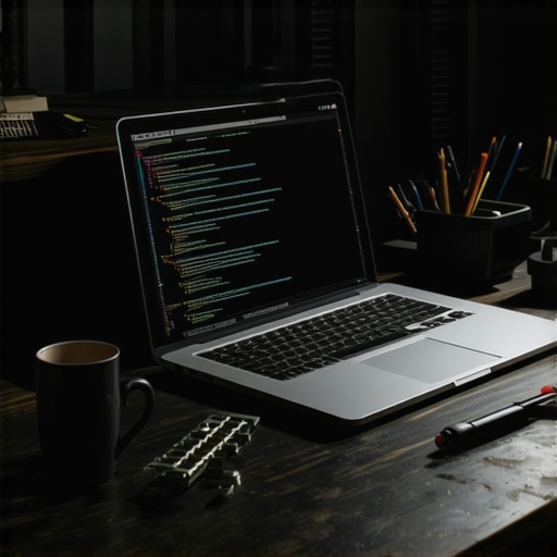 DIY AI Workshop Setup A gritty desk setup for learning AI without a degree including a laptop and hardware tools.