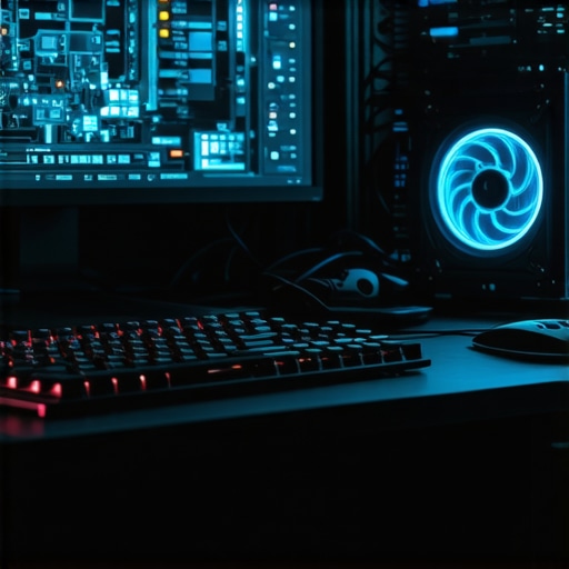 Gritty workshop with computer hardware and AI coding interface