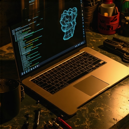 Radni sto sa laptopom i mehaničkim alatima koji simbolizuju digitalni zanat