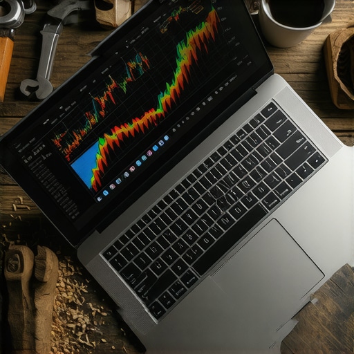 Majstorska analiza podataka bez koda Laptop sa podacima na starom radnom stolu u radionici