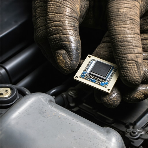 Mehaničar drži mali automobilski senzor