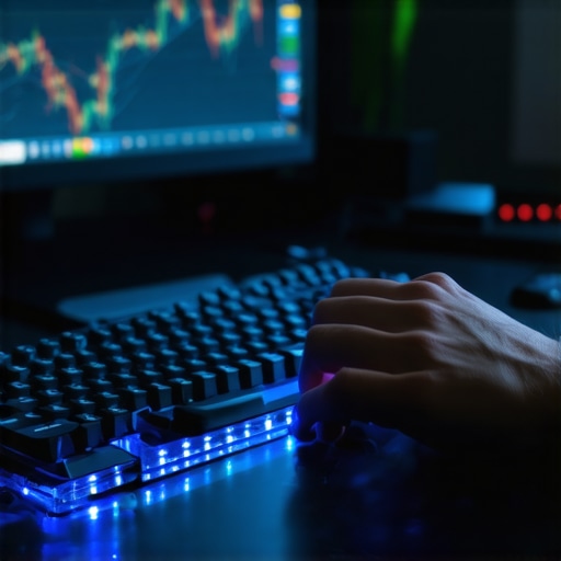 Osoba kuca promptove na mehaničkoj tastaturi za prodaju na Promptbase-u