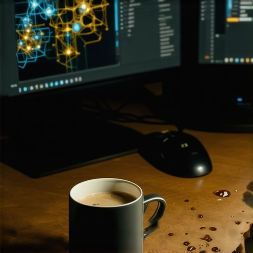 Grub digitalni radni prostor sa monitorima koji prikazuju proces generisanja AI umjetnosti i dorade u Photoshopu.