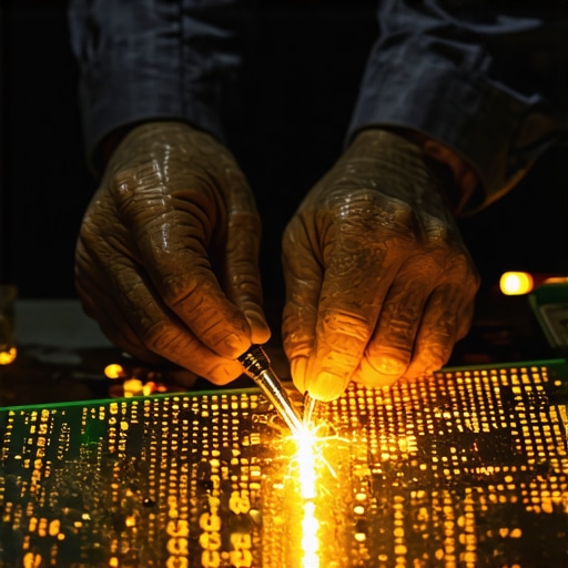 Tehnička kontrola Responsible AI sistema u radionici Ruke stručnjaka provjeravaju digitalne kodove na hardveru u tamnoj radionici