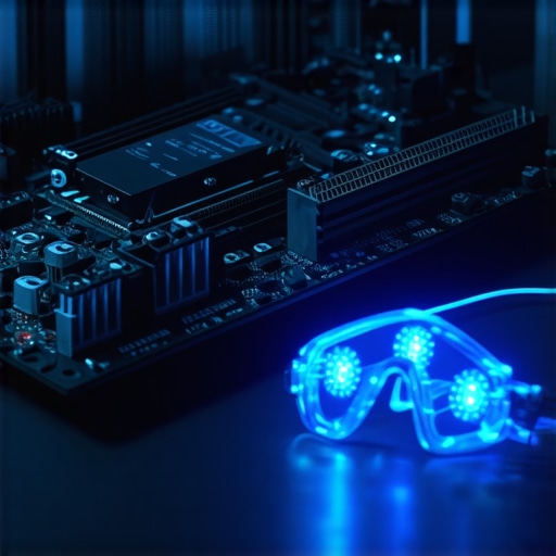 Close up of AI hardware and safety goggles in a DIY workshop setting