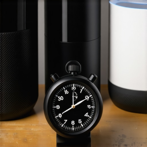 Tri pametna zvučnika na radnom stolu sa digitalnim tajmerom koji mjeri latenciju