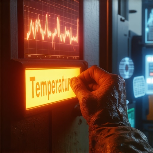 Mehaničar podešava temperature parameter na digitalnom interfejsu u mračnoj radionici