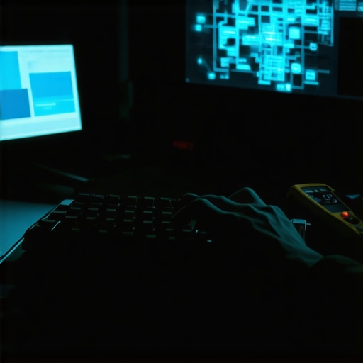 AI Mind Mapping in the Modern Workshop Hands using AI mind mapping software on a computer screen in a technical environment