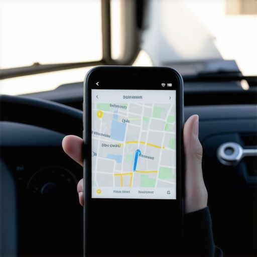 AI mapa na telefonu u kabini dostavnog vozila