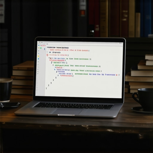 Laptop with code and books for AI book translation process