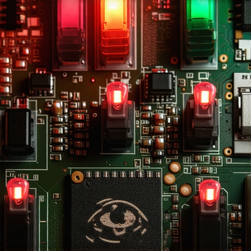 AI Vojna Etika i Kontrola Vojni procesor sa simbolom ljudskog oka koji predstavlja kontrolu nad autonomnim oružjem