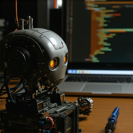 AI Workshop Failure Analysis Close up of AI hardware and code errors in a workshop environment