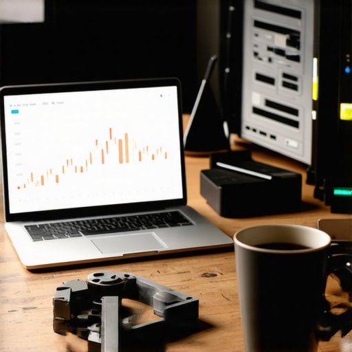 AI profitna računica u radionici Laptop sa finansijskim AI grafikonima pored alata u radionici