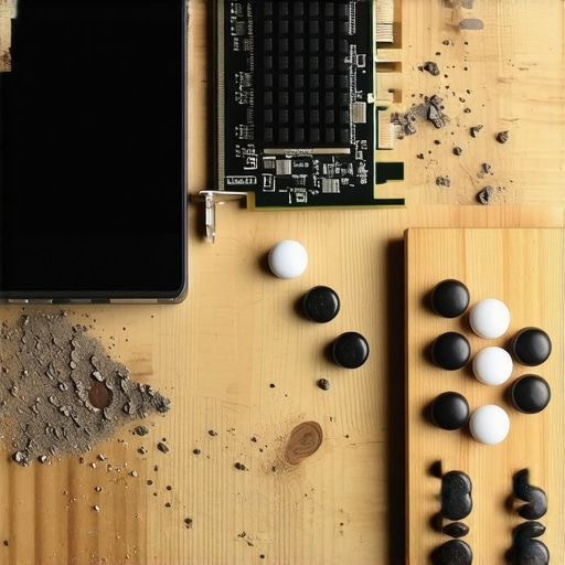 GPU i Go tabla na drvenom stolu u radionici