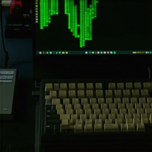 Stara tastatura i moderan laptop sa kodom za automatizaciju