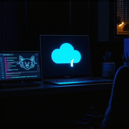Holographic cloud hosting setup on a professional workbench