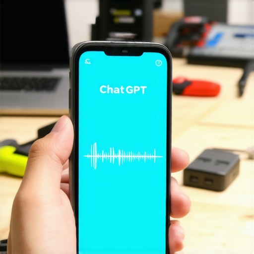 Osoba koristi glasovne komande u ChatGPT mobilnoj aplikaciji u radionici