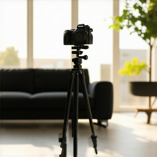 360 kamera na stativu u modernom stanu za virtuelnu šetnju