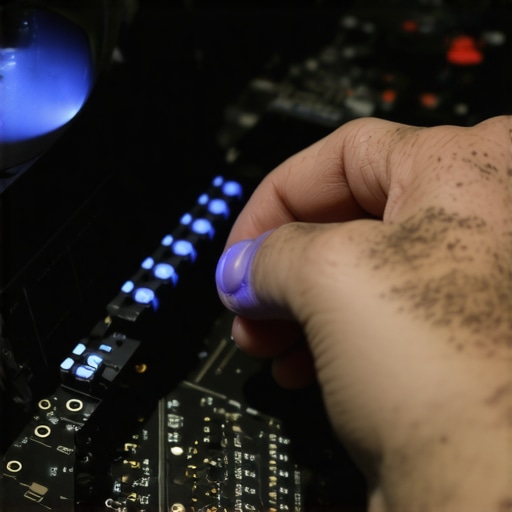 DIY AI Companion Setup Workshop Close up of hardware components being adjusted for a local AI installation in a dimly lit workshop.