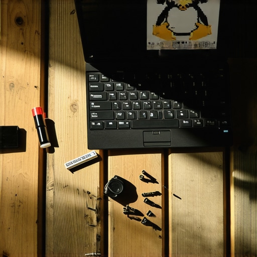 Rasklopljen stari laptop na radnom stolu spreman za instalaciju Linuxa i AI modela