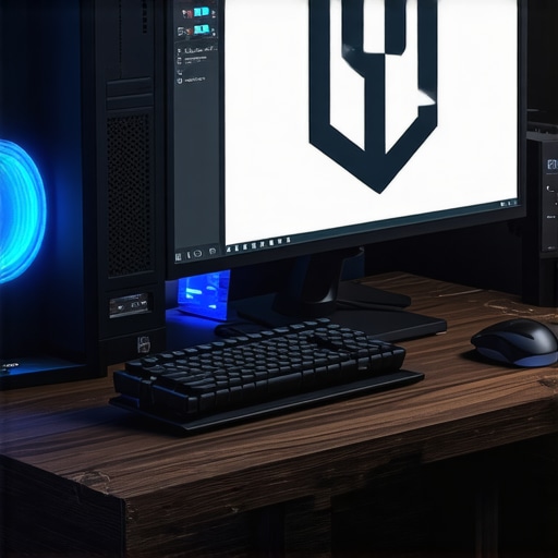 Close up of a digital creator's desk showing AI logo design process