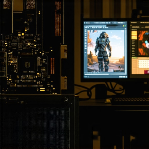 Comparison of blurry and AI sharpened photo on a monitor in a workshop