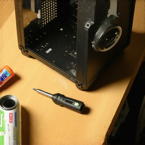 Old PC case being cleaned and prepared for AI server installation on a workshop table