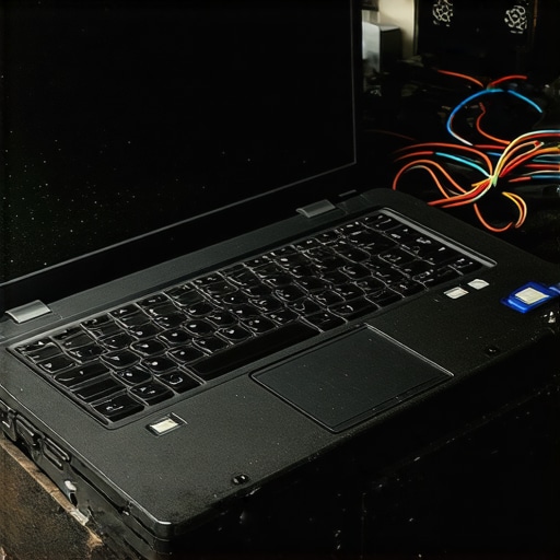 Old laptop repurposed as a local AI server with visible wires and cooling fan