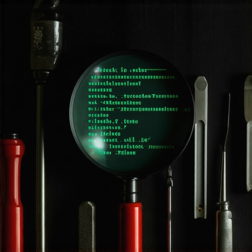 Magnifying glass inspecting digital code for AI detection