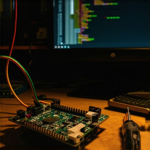 Close up of a DIY AI hardware setup with Raspberry Pi and electronics