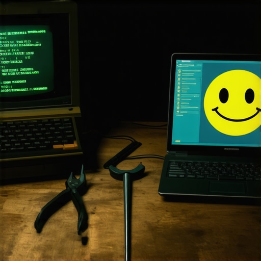 Close up of a workshop desk with computers running AI models and hardware tools.