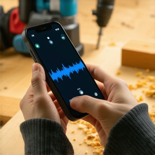 Telefon sa ChatGPT glasovnim komandama na radnom stolu u radionici