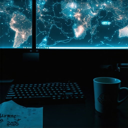 DIY Travel Hacking Workspace 2026 Close up of a desk with screens showing flight data and AI chat for travel planning