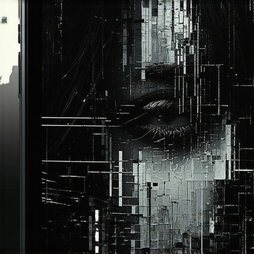 Digitalna distorzija i AI manipulacija Close up of a glitched face on a cracked phone screen representing AI election interference