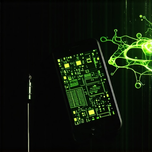 Prikaz curenja digitalnih podataka iz mobitela u mračnom okruženju