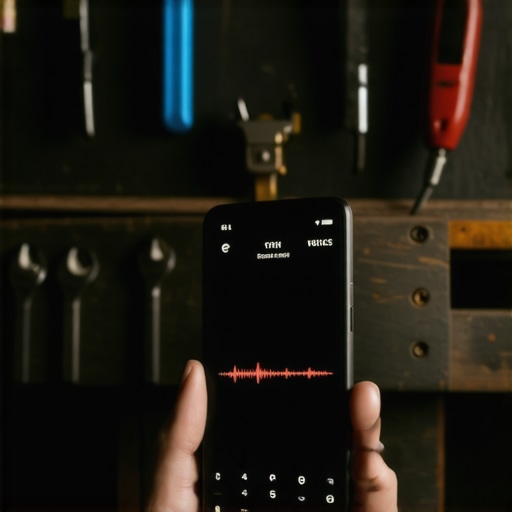 Digitalna prva pomoć u radionici Ruka drži mobitel sa AI aplikacijom u mehaničarskoj radionici