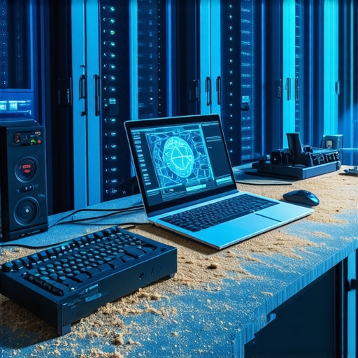 Digitalna zanatska radionica 2026 Radni prostor digitalnog majstora sa laptopom i AI hardverom