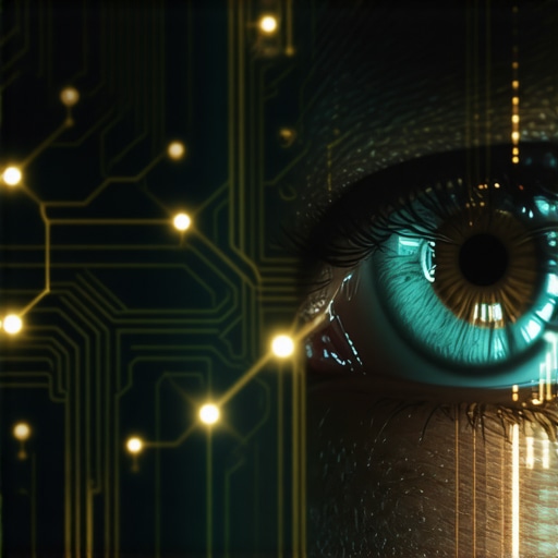 Digitalni dopamin i neuronske mreže Prikaz ljudskog oka koje reflektuje digitalne algoritme i dopamin