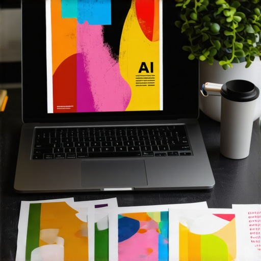 Canva AI alat za dizajn postera na laptopu u kreativnom studiju