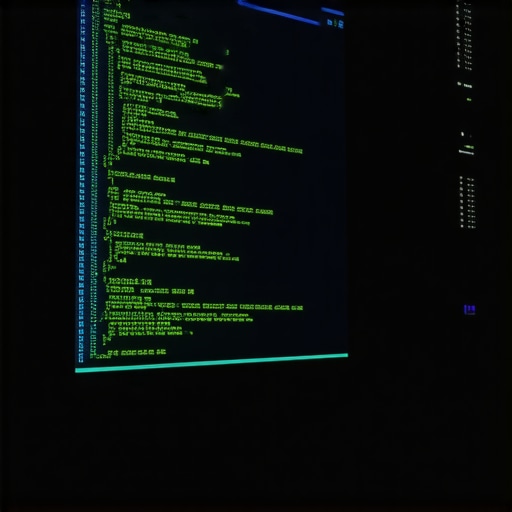 Slika terminala sa kodom za podešavanje AI servera u tamnoj prostoriji sa neonskim svjetlom