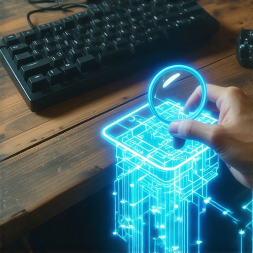 Ruka majstora provjerava AI hologram u radionici