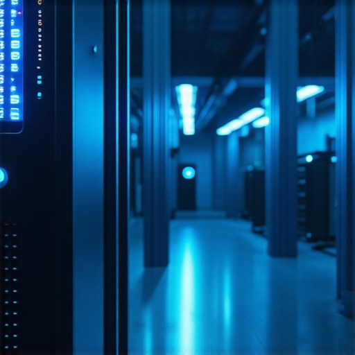 Slika serverske opreme sa AI digitalnim preklopom koji pokazuje optimizaciju koda