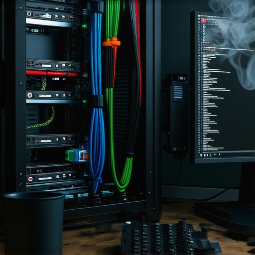 Hardverski setup za lokalni AI pipeline sa vidljivim grafičkim kartama i terminalom.