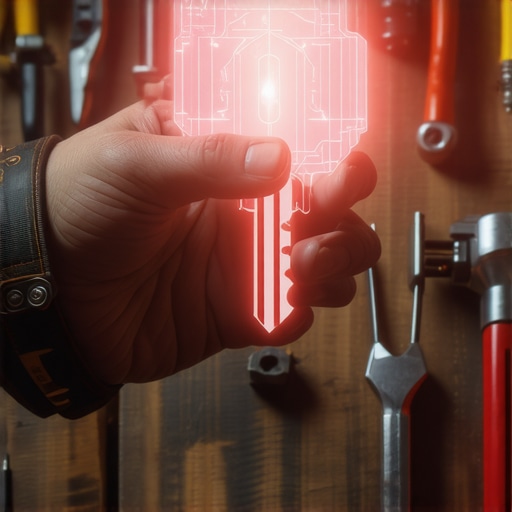 Zanatska ruka drži digitalni ključ u radionici