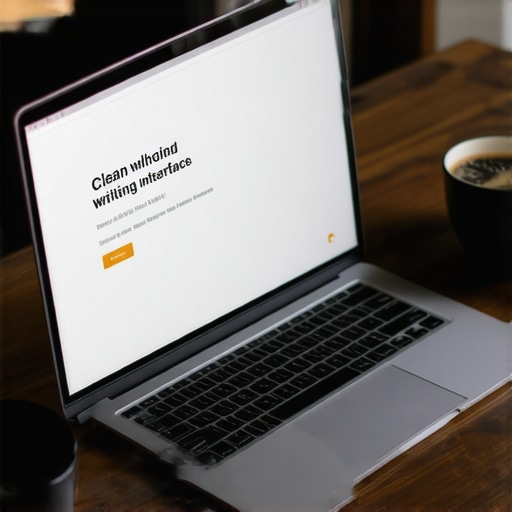 Laptop sa Quillbot interfejsom na drvenom stolu u radionici