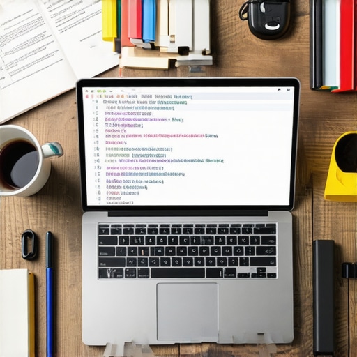 Radni prostor modernog data scientista Laptop sa kodom na stolu u kućnoj radionici