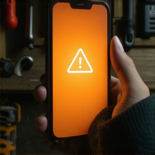 Osoba drži telefon sa sumnjivom SMS porukom u tamnom okruženju radionice