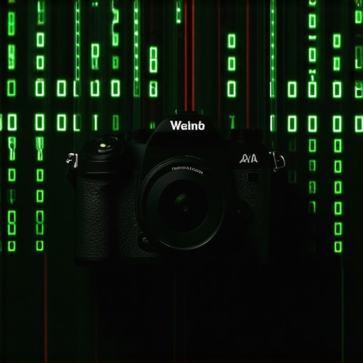 Close-up senzora kamere sa digitalnim podacima u stilu radionice