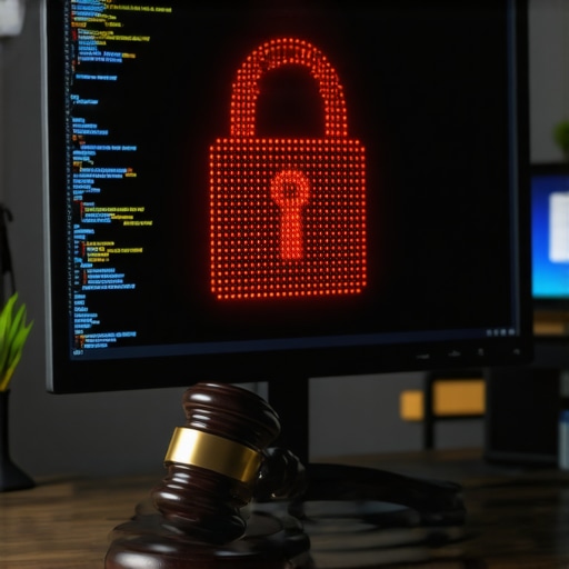 Digitalna brava preko koda i sudijski čekić koji simbolizuju GDPR usklađenost AI bota