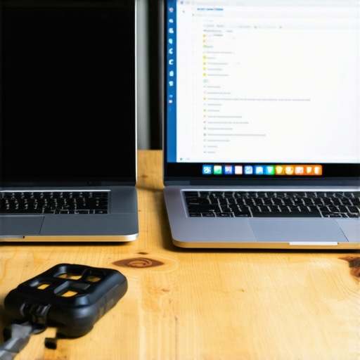 Dva laptopa na radnom stolu prikazuju Aria AI i ChatGPT interfejse za testiranje brzine